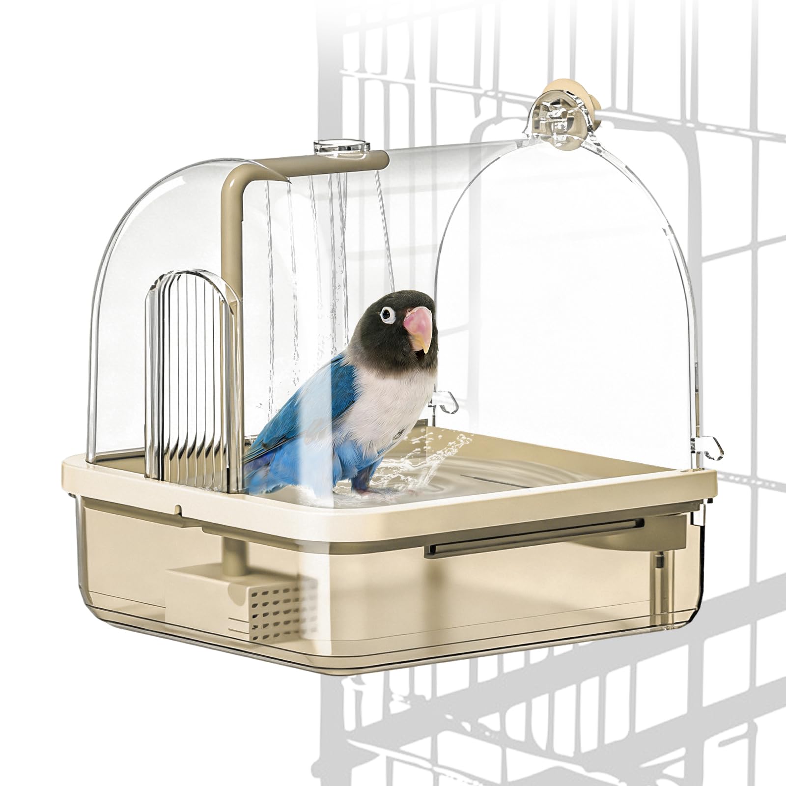 Automatische Vogeltränke für Käfig, automatisches Sittichbad mit Pumpe, Filter, Vogeldusche für den Innenbereich, mit fließendem Wasser, für Haustiere, Vögel, Wellensittiche, Nymphensittiche
