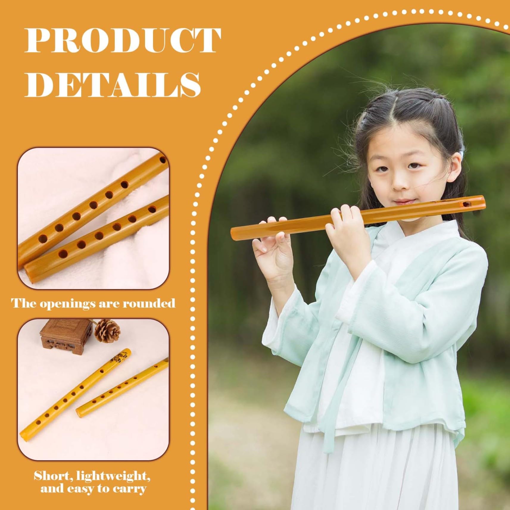 Clarinette traditionnelle à flûte en bambou à 6 trous, instrument de musique étudiant couleur bois