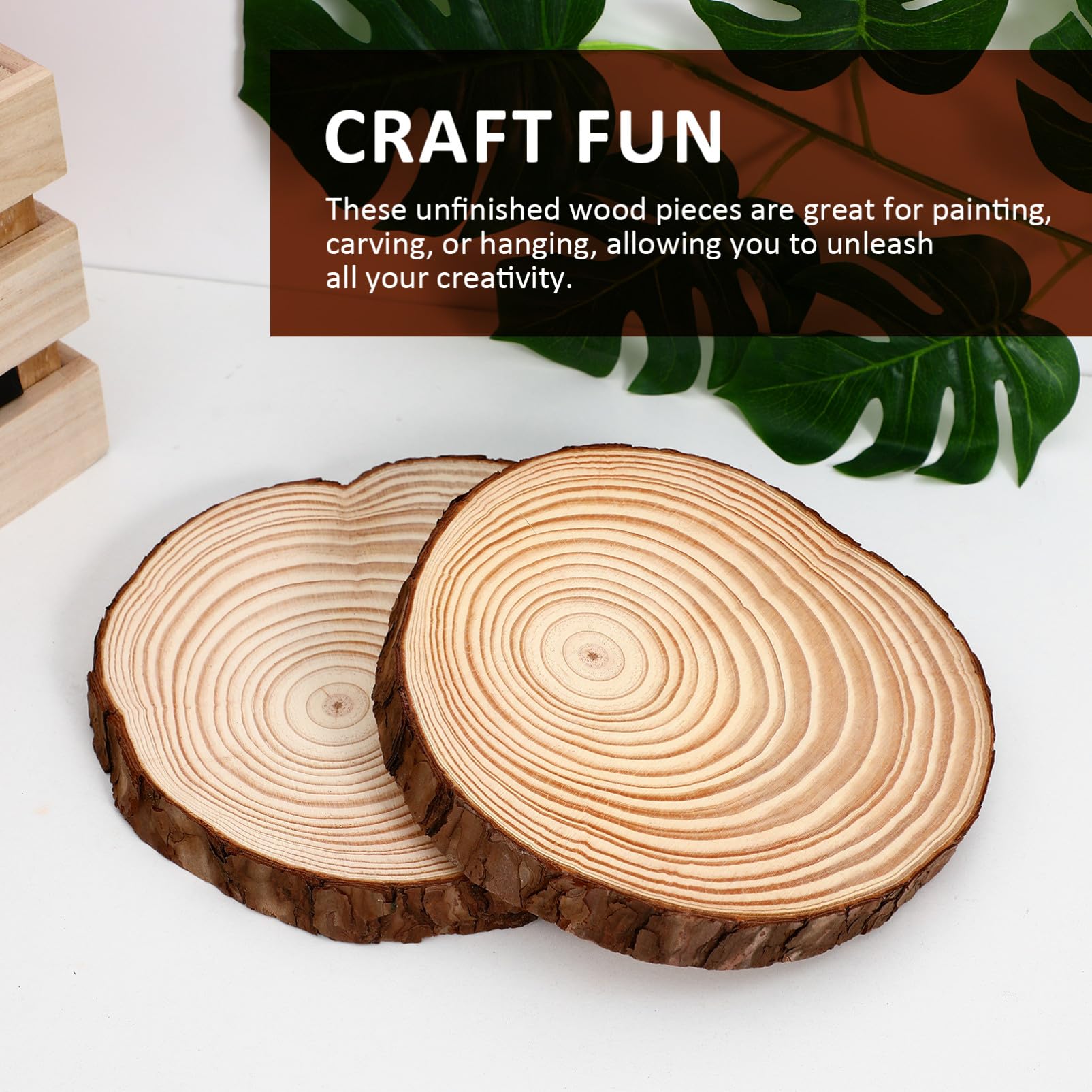Anneome Dischi di Legno Naturali Rotondi Facili da Incidere e Dipingere con Corteccia 2 Pezzi per Decorazioni Rustiche e Creazione di Regali Fatti a Mano