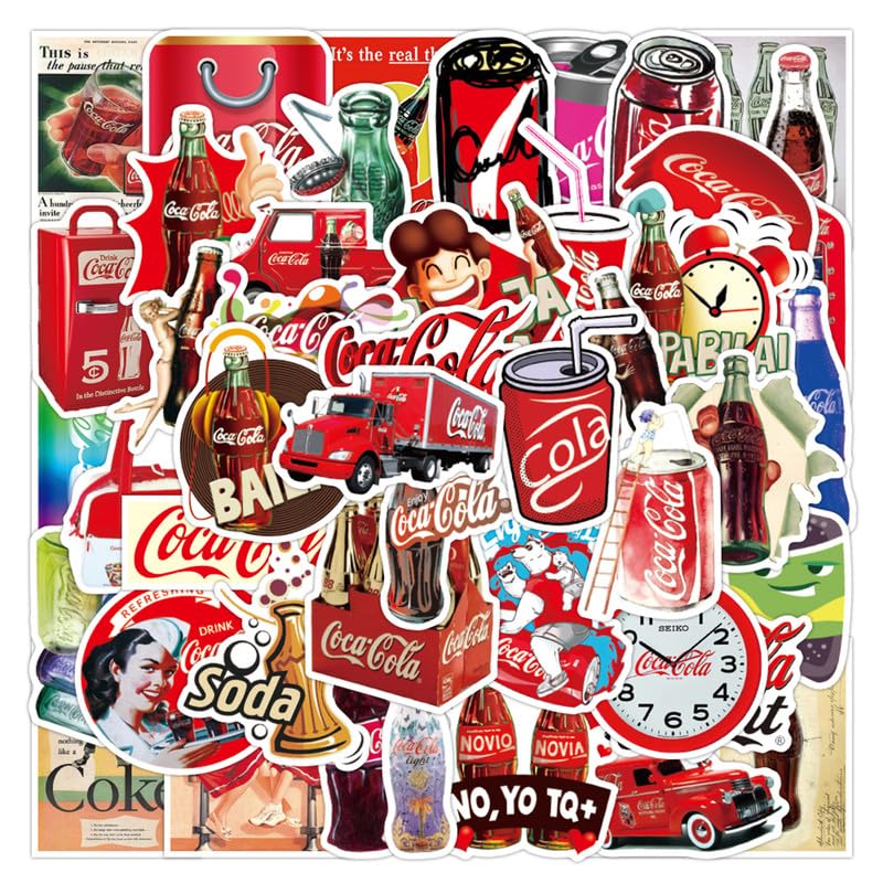 50Pcs Coca Cola Stickers for Gifts Laptop Phone Water Bottles Skateboard Luggage Car Bumper, etc FJKT