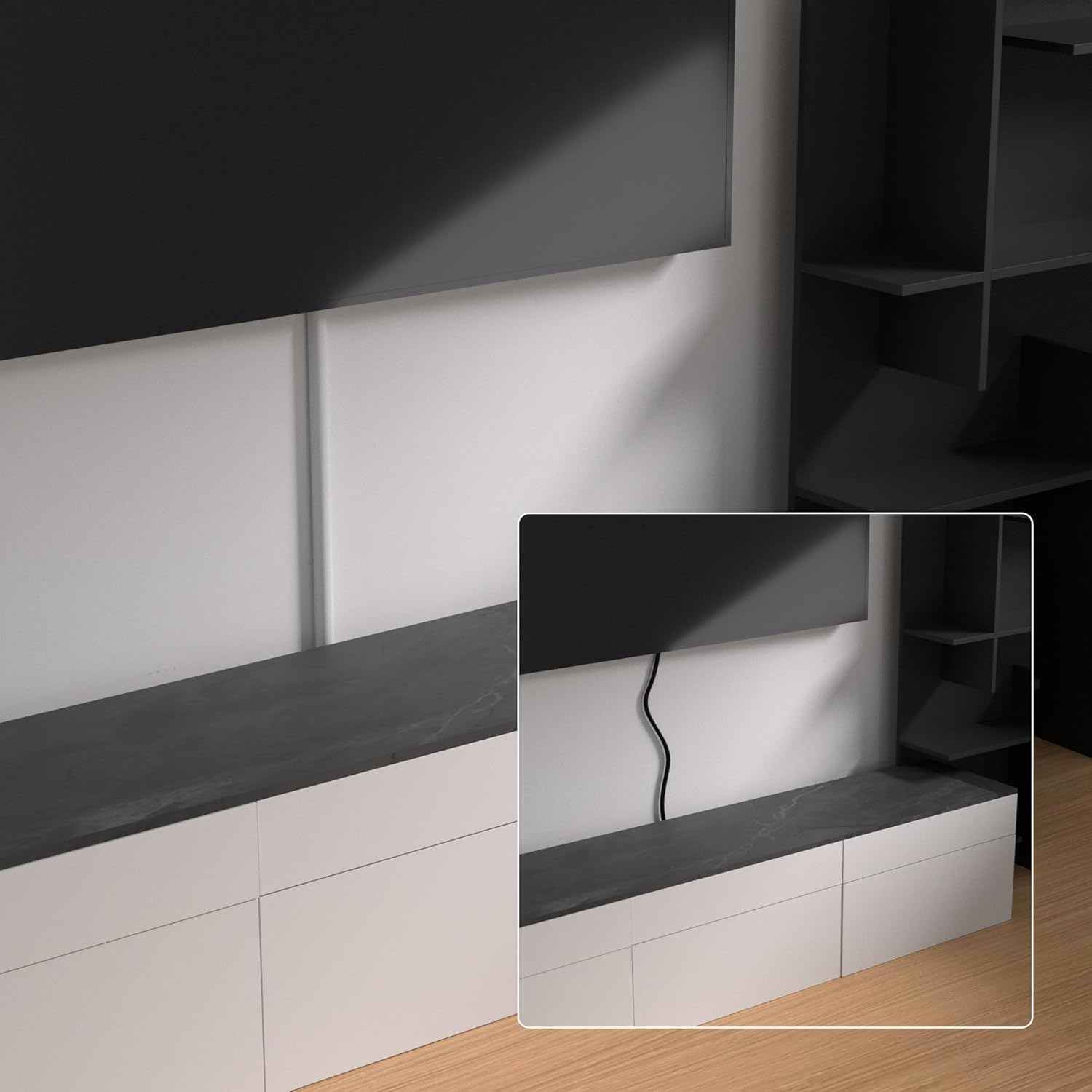 ZhiYo 113in Cord Covers for Wires on Wall, One Cord Hider Wall, Self-Adhesive Wire Covers for Cords, Paintable TV Cable Hider Cable Management Kit, 8X L14.2in, W0.5in H0.4in, White thumbnail