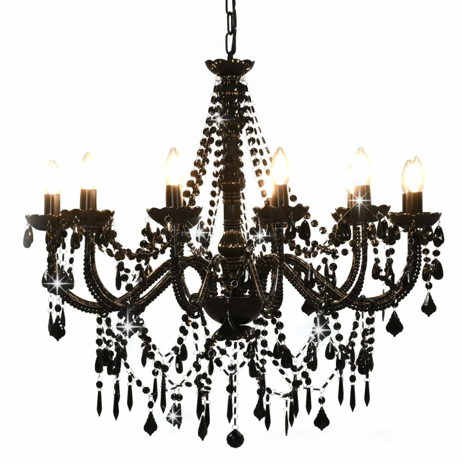Rantry Kronleuchter mit Perlen Schwarz 12 x E14 Lampen Kronleuchter