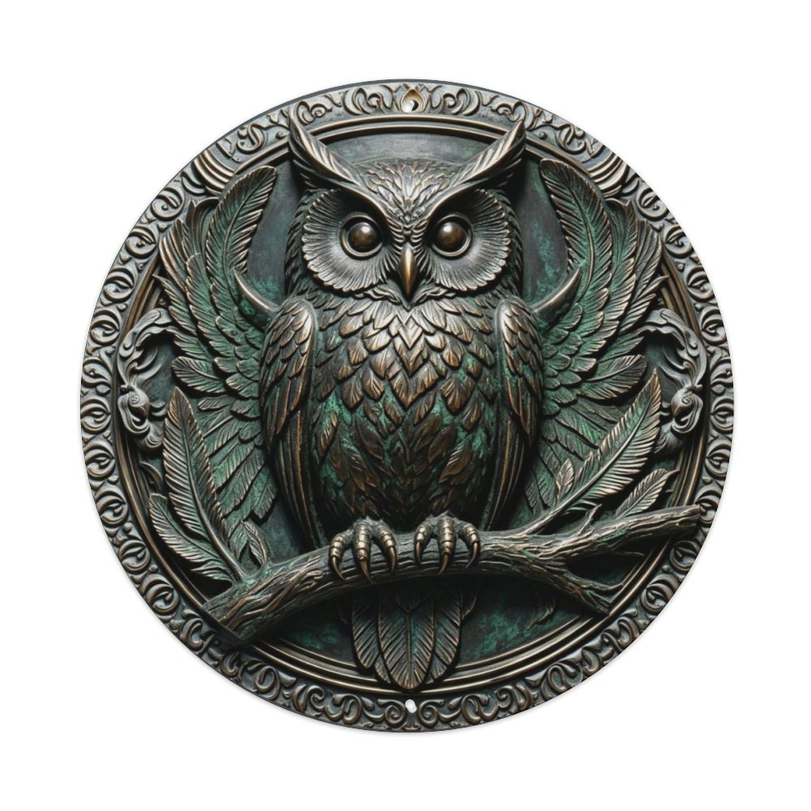 Mystical Owl 3D Relief Metal Tin Sign Plaque