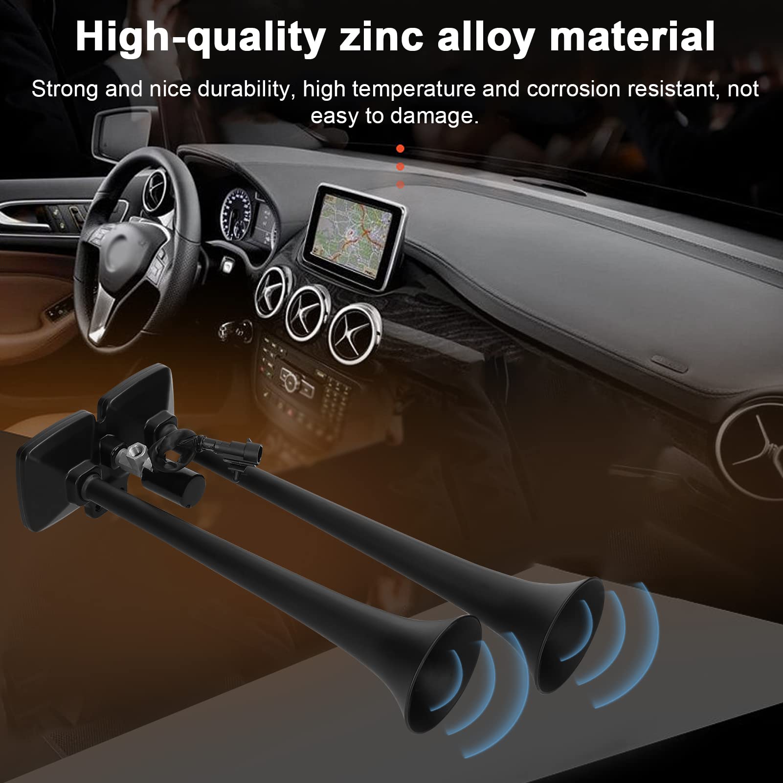 Wakects 150dB Elektrohorn Doppeltröte Luftfanfare Lauter Sound 12-24V mit Magnetventil für Auto LKW Wohnmobil Marine Boot Motorrad