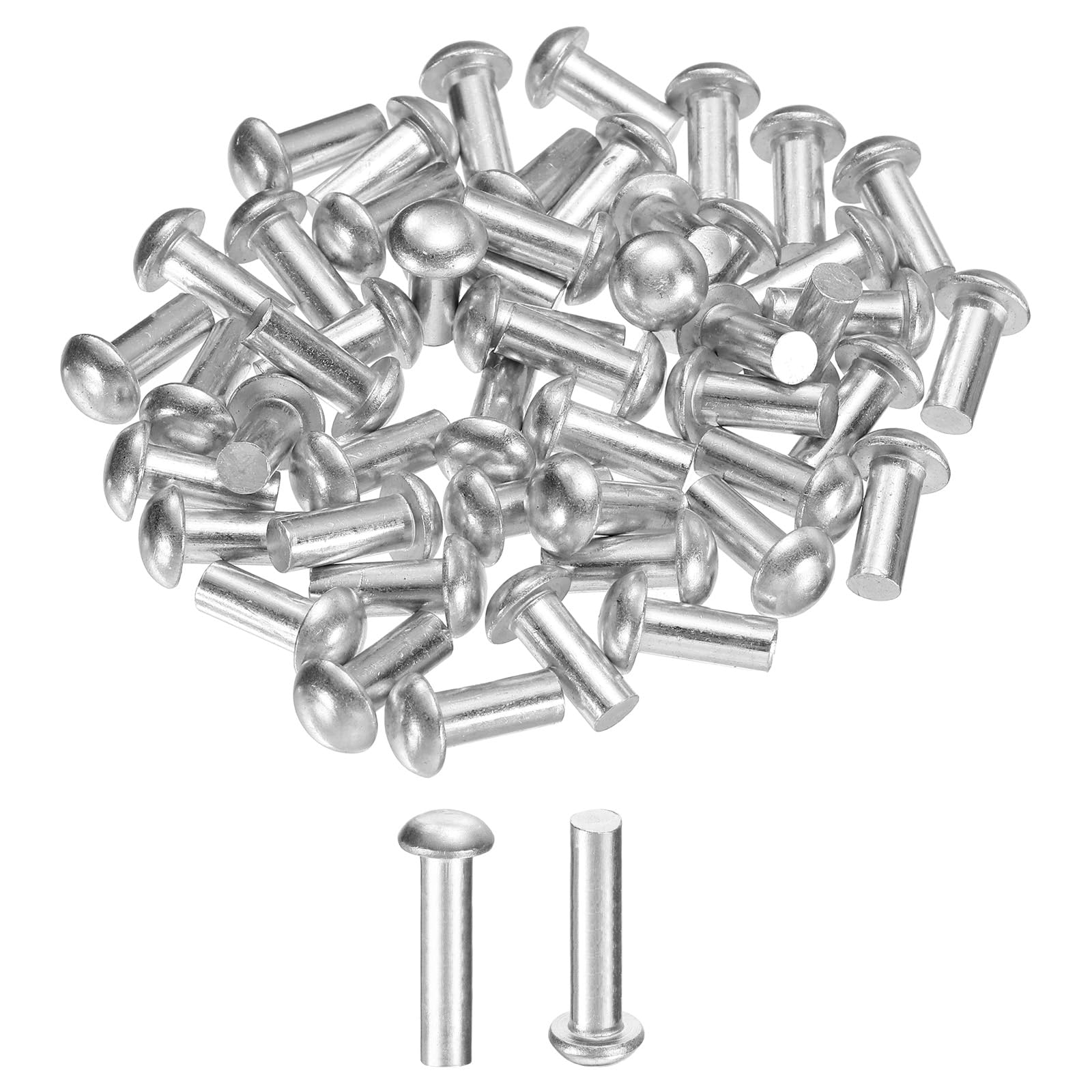 sourcing map 50 Pcs Brazier Head Solid Aluminum Rivets, M5 Dia x 20mm Length Round Head Aluminum Boat Rivets for Repairing Boats, Machinery, Aircraft, Automobile Industry