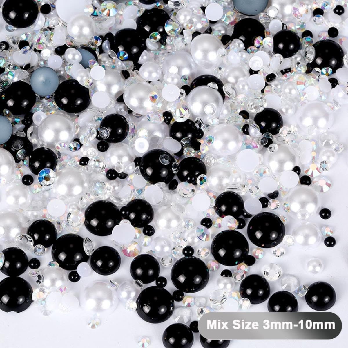Sourcing Map 60g Perle E Strass Misti In Resina 3-10mm | Retro Piatto Verde E Grigio | Fai Da Te Artigianato