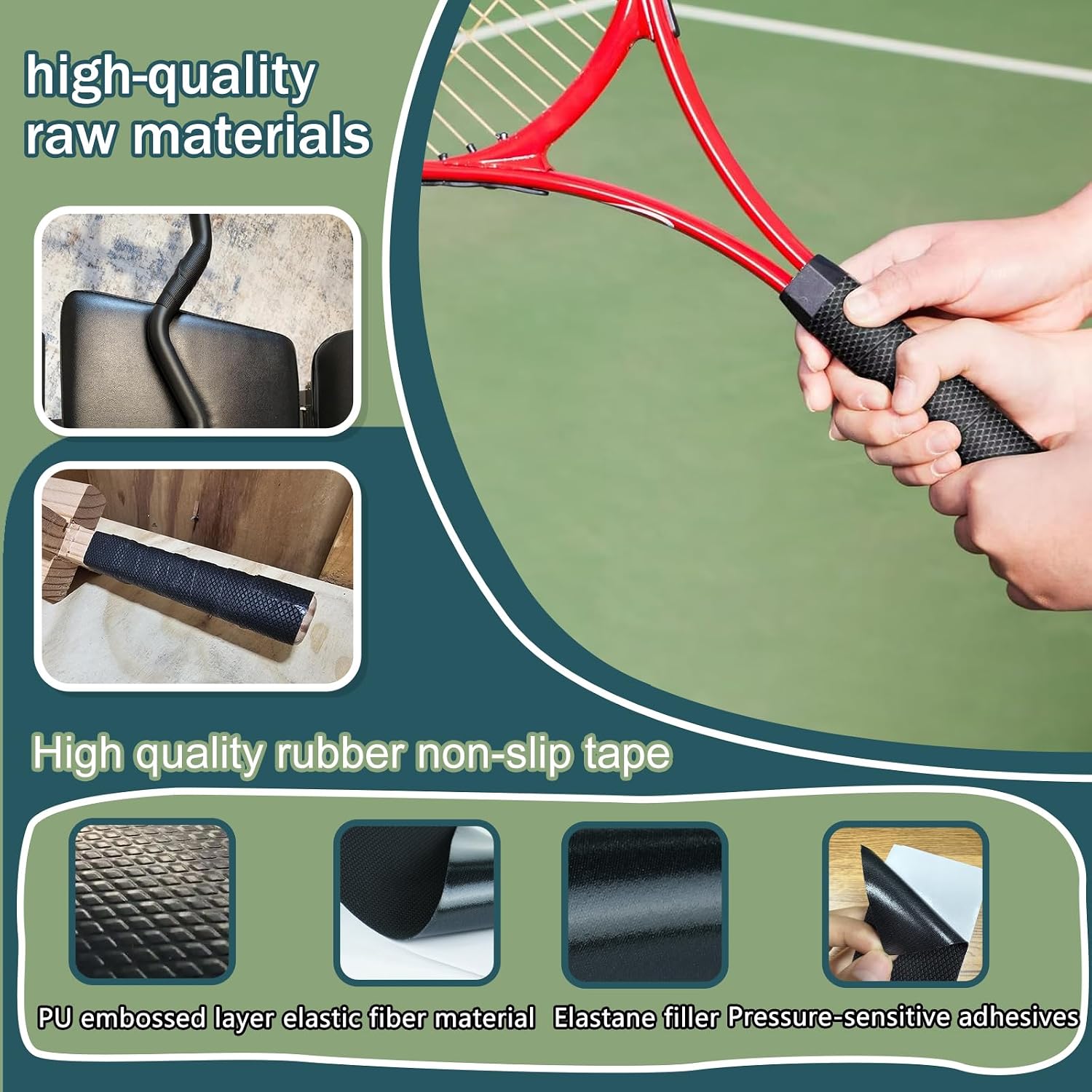 Black Grip Tape,2In x10Ft,Rubber Grip Tape,Textured Ultra-Thin Grip Tape for Handles, Grips, DIY Tools,Handle Wrap,Easy to Cut, Secure Hold,Friction,Comfort,Wear-Resistant