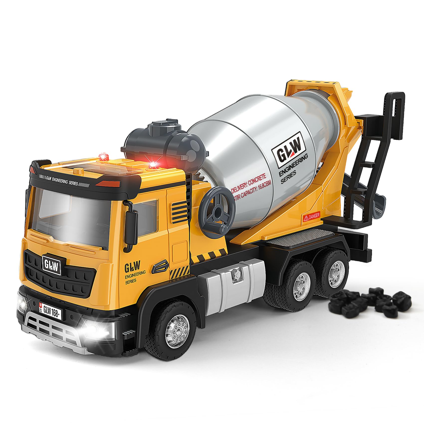 Costruzione Camion Giocattolo, 1:40 Camion Betoniera Rullo, Giochi da Veicoli da Costruzione Set, Veicolo da Cantiere con Suono e Luce, Veicoli da Trasporto per Ragazzi 3 4 5 6 Anni