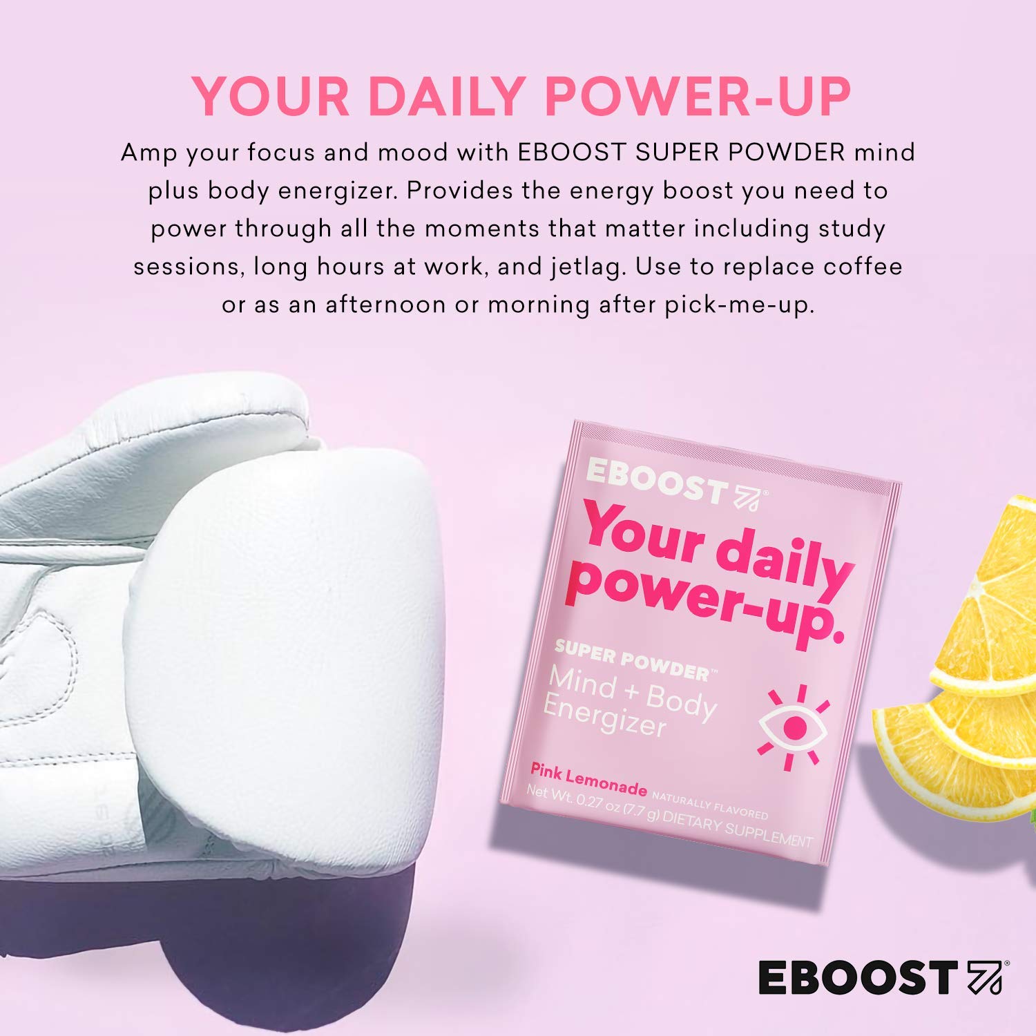 Buy EBOOST Super Powder Energy Drink Powder 20 Packets Pink Lemonade an Effervescent Blend