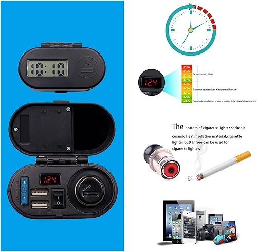 Miniatura 5 de BlueFire Cargador USB dual de 5 V/3 A, impermeable, para manillar de motocicleta y espejo retrovisor, adaptador de corriente con enchufe para