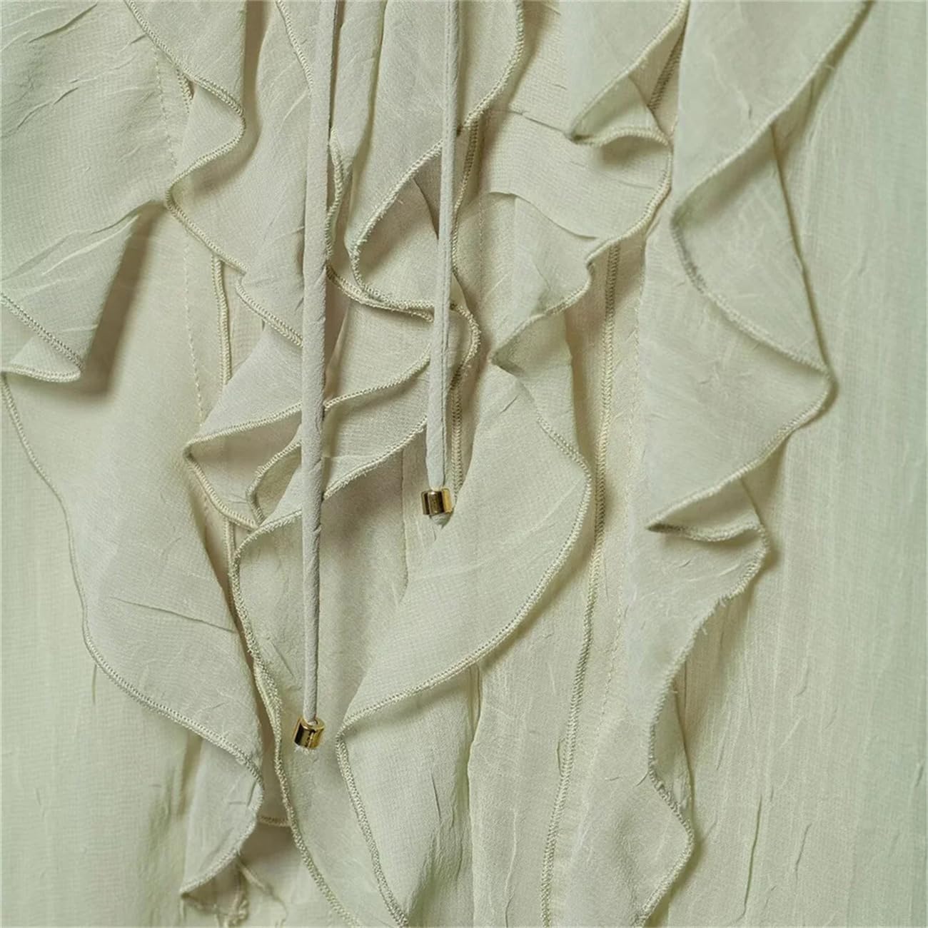 Camicia primaverile a maniche lunghe semi trasparente con decorazione a strati da donna