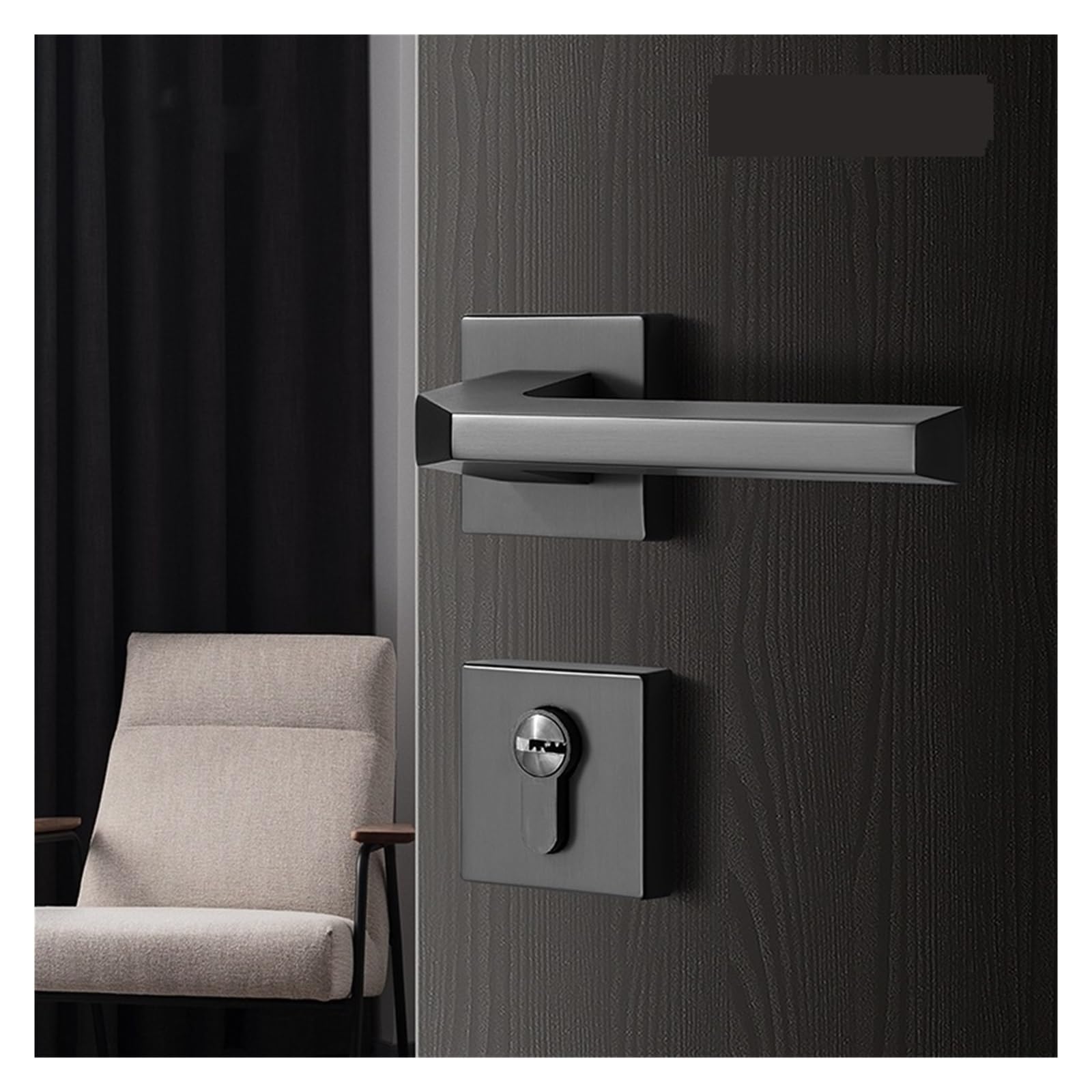 Serrure de porte magnétique silencieuse grise et noire pour chambre à coucher