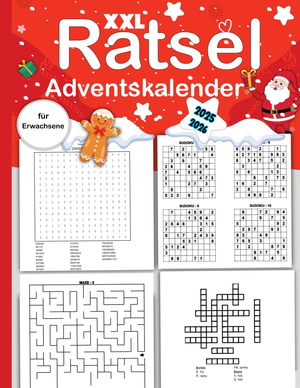 XXL Rätsel Adventskalender 2025: Perfekt für Erwachsene und Senioren, festlicher Rätselspaß, Gedächtnistraining und perfektes Geschenk