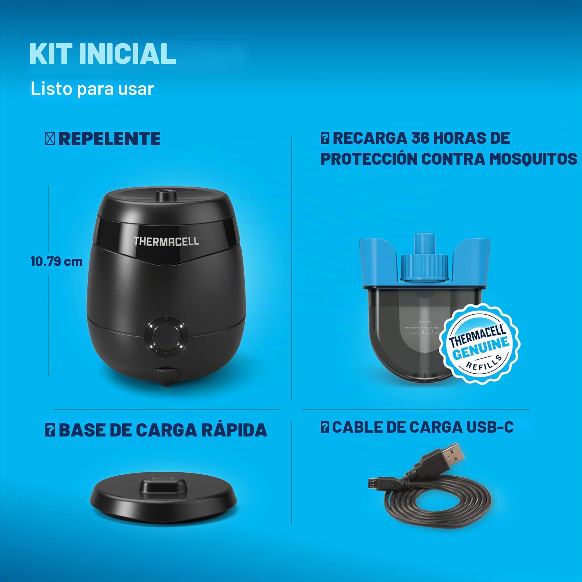 Thermacell E65XA - Repelente de Mosquitos Recargable con estación de Acoplamiento