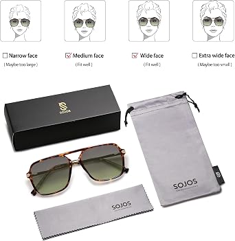 SOJOS Aviator Sunglasses for Women & Men, Square, Polarized Lens, SJ2229