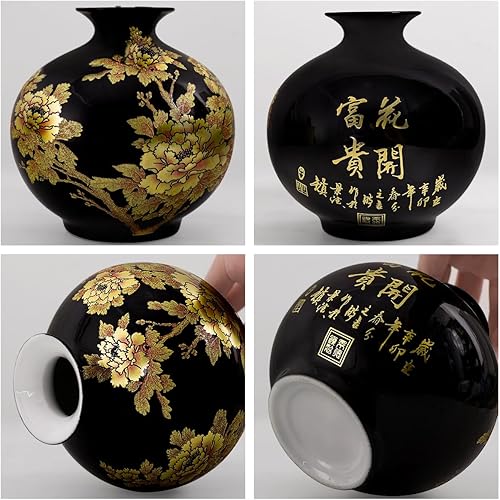 Miniatura 10 de ECYC Florero de cerámica de mesa hecho a mano brillante peonía pastel floreros de porcelana negra esmalte de cristal floreros decoración del hogar
