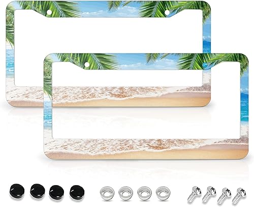 Marcos de matrícula con bandera estadounidense, accesorios de automóvil, soportes de aluminio de metal, 2 piezas, 2 agujeros con tapas de rosca para