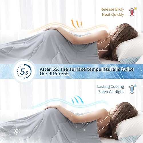 Miniatura 10 de EASELAND Edredón refrescante Queen Tencel para personas que duermen con calor, tela ligera y transpirable de doble cara para sudores nocturnos,