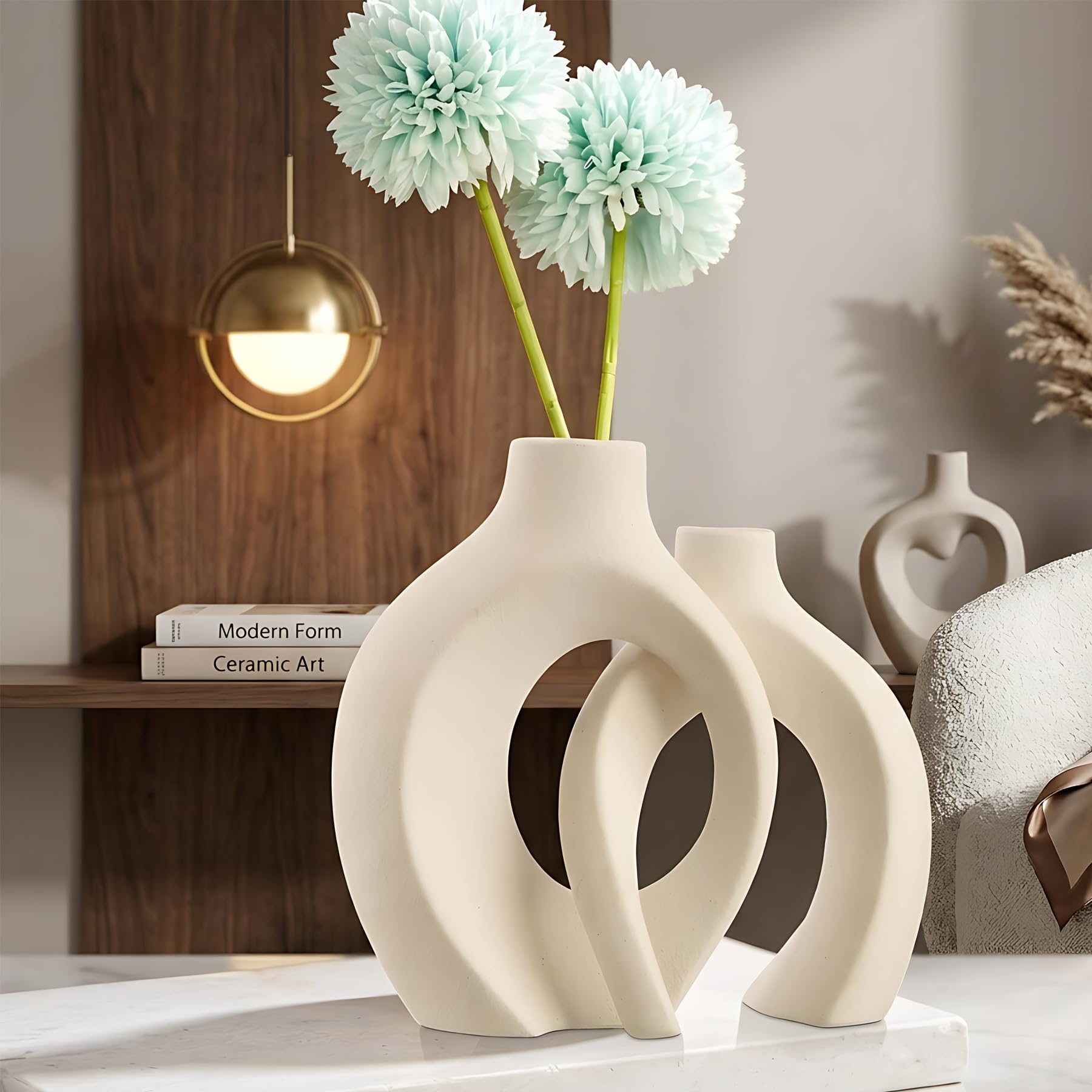 TIED RIBBONS Pack of 2 Ceramic Flower Vases for Home Décor Living Room Office Bedroom Table Centerpiece Decoration for Gift Items-image-15