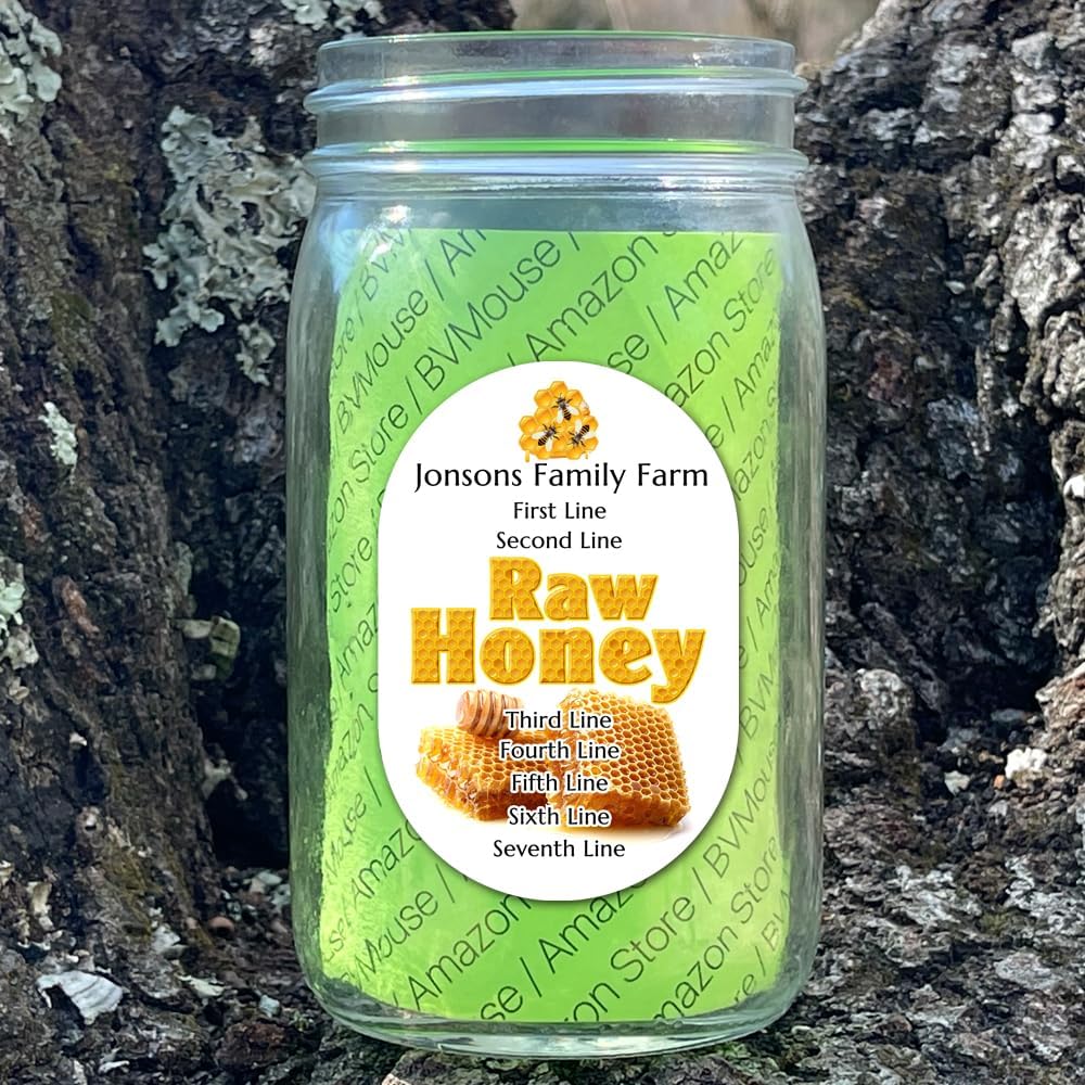 Custom Oval Honey Labels - Personalized Stickers with Choice of Size, Font, and Graphics (10 Sheets)