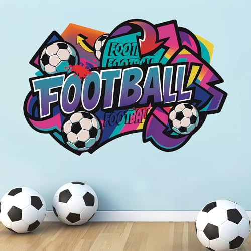 TOARTI Bleu Stickers Muraux Football Décoration,Stickers Muraux 3D Football,Foot Poster Mural Autocollan pour Salon Chambre Garçon Couloir Crèche Mural...