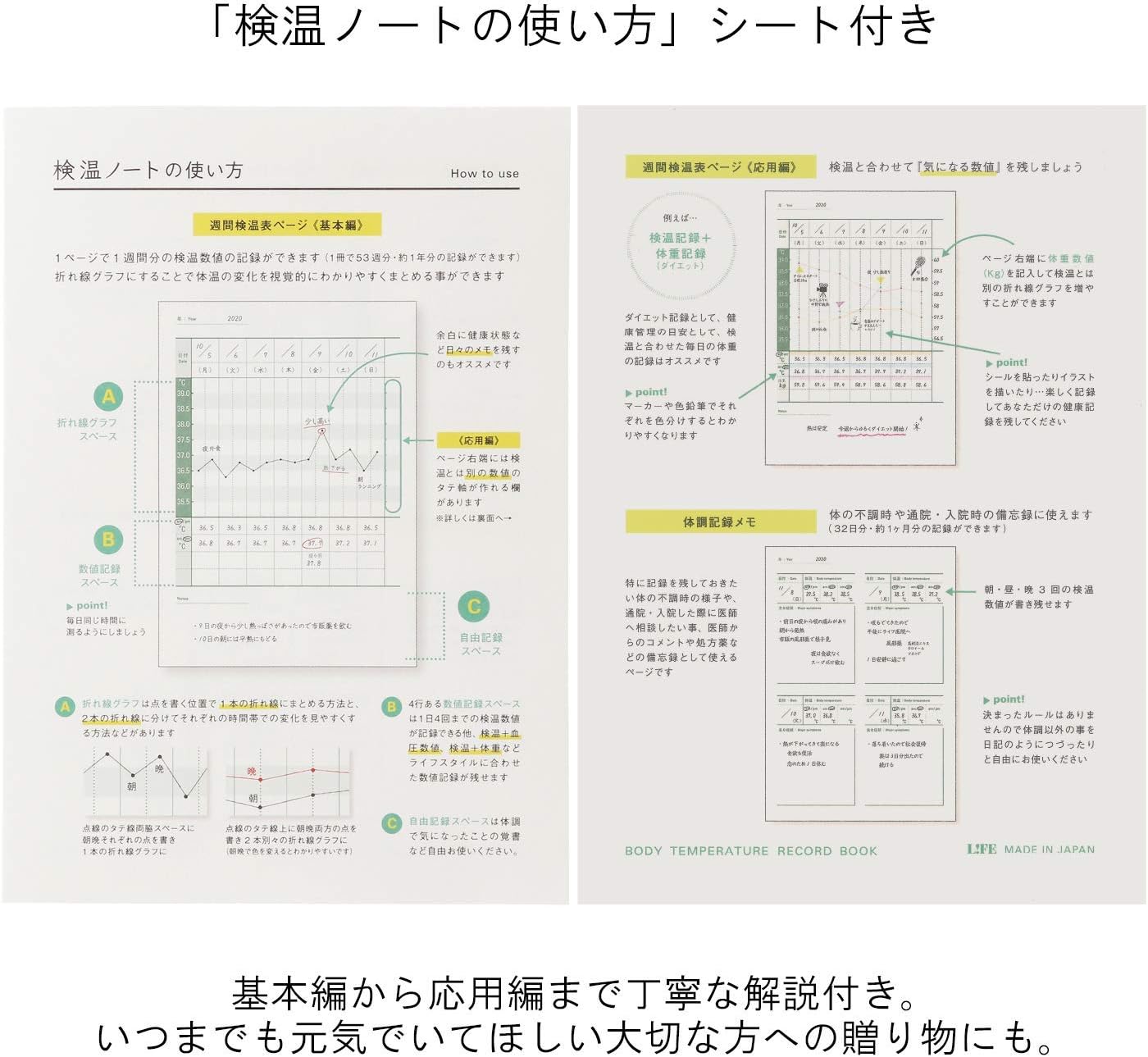 Life D500 Temperature Measurement Notebook, A5, Mint