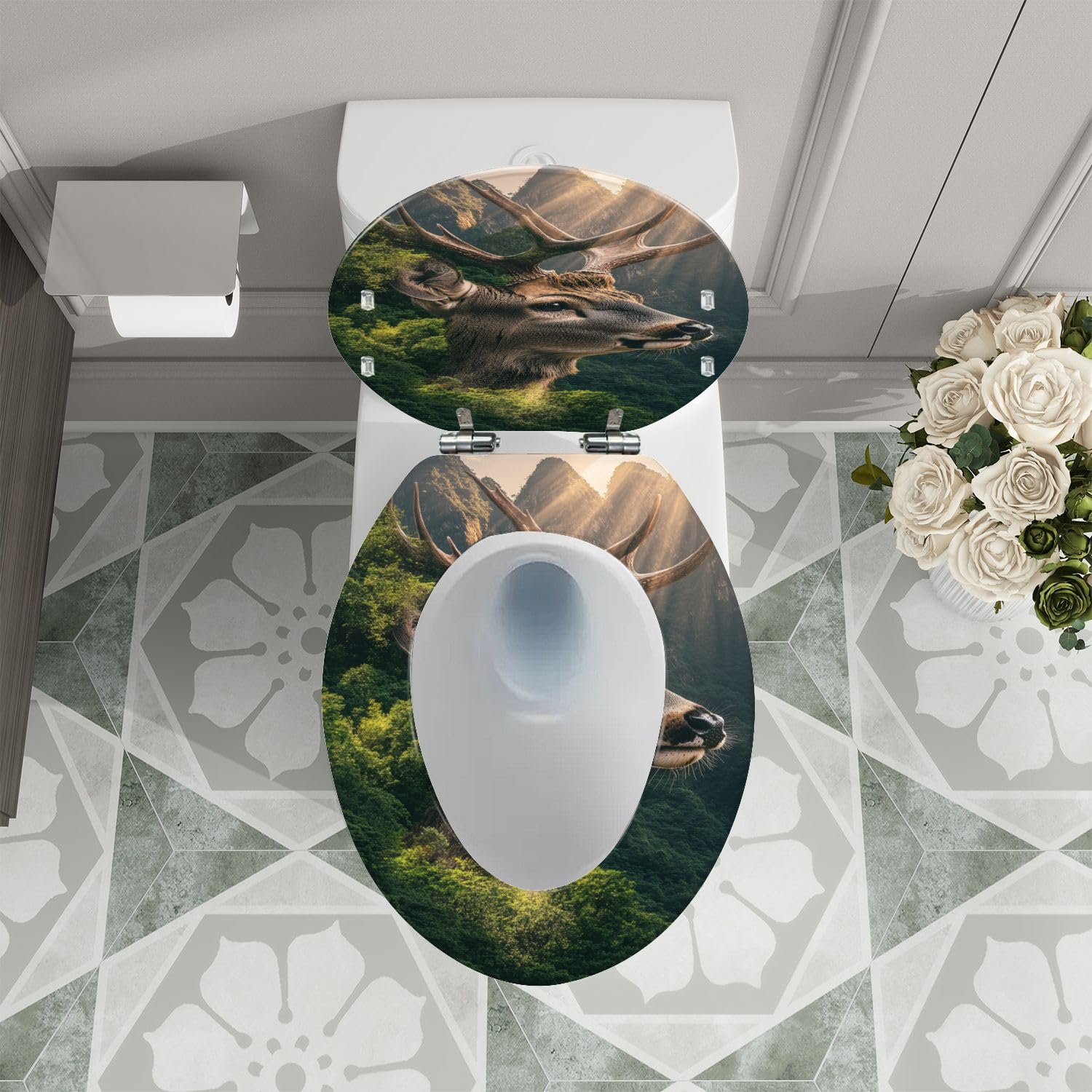 Asiento de inodoro alargado Natural Harmony para baño