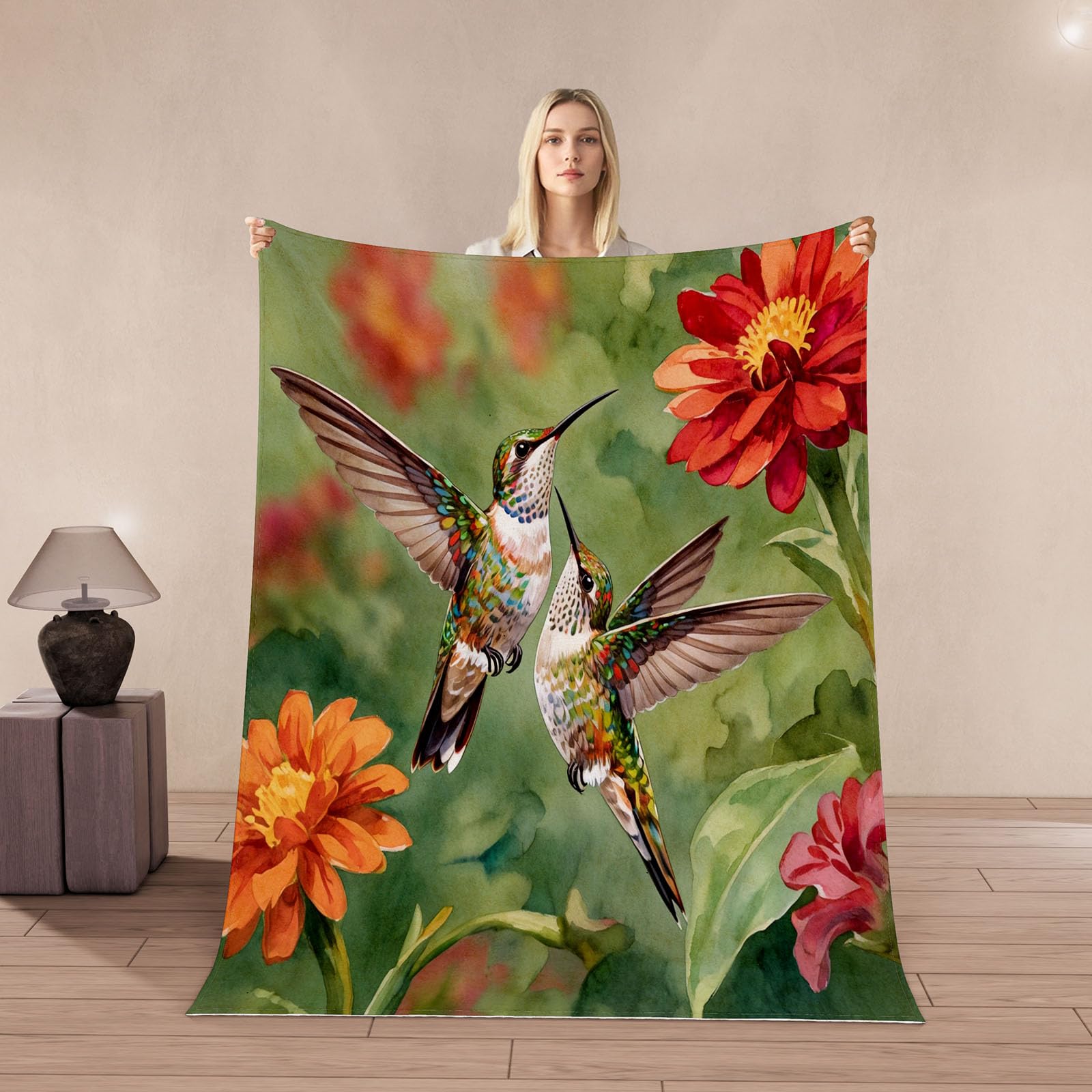 Couverture polaire colibri en flanelle chaude et ultra douce