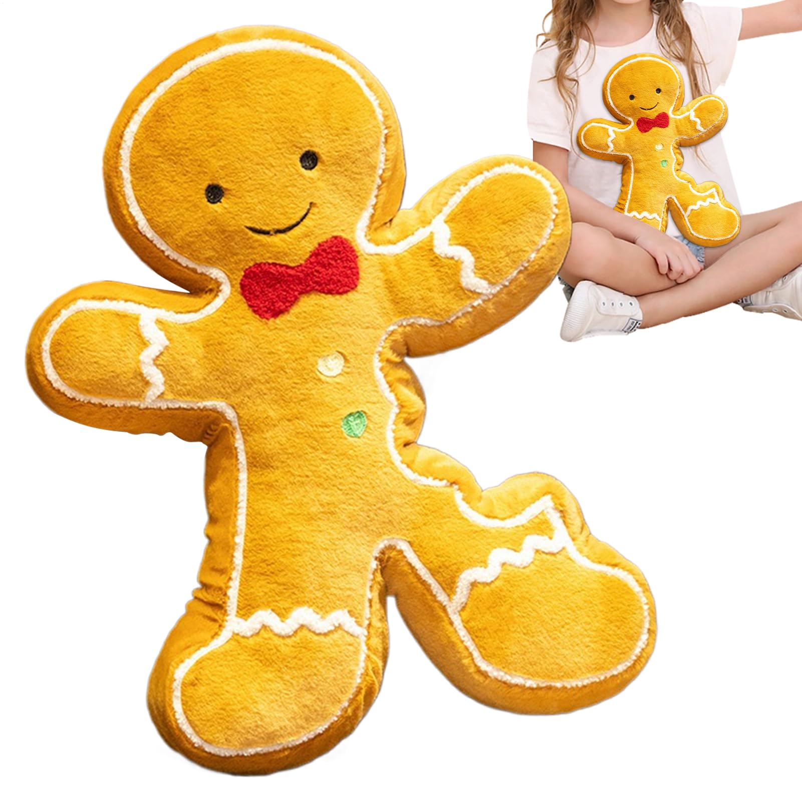 Coussin en peluche bonhomme d'épice déco Noël pour canapé salon