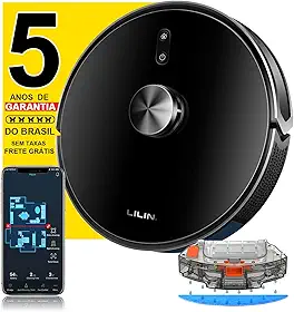 LILIN X6 Robô aspirador de pó com Navegação LiDAR, Aspirador de pó robô, 110/220V Bivolt, Aspirador 3 em 1, Conexão WiFi, Salve vários mapas, Fronteira Virtual, Funciona com Alexa, Do Brasil