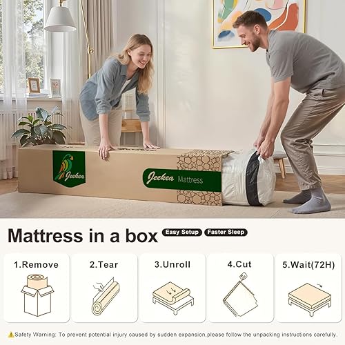 Miniatura 4 de Colchón Híbrido de Tamaño Completo en una Caja, Colchón Firme de 10 Pulgadas con Espuma Viscoelástica, Aislamiento de Movimiento y Fuerte Soporte de