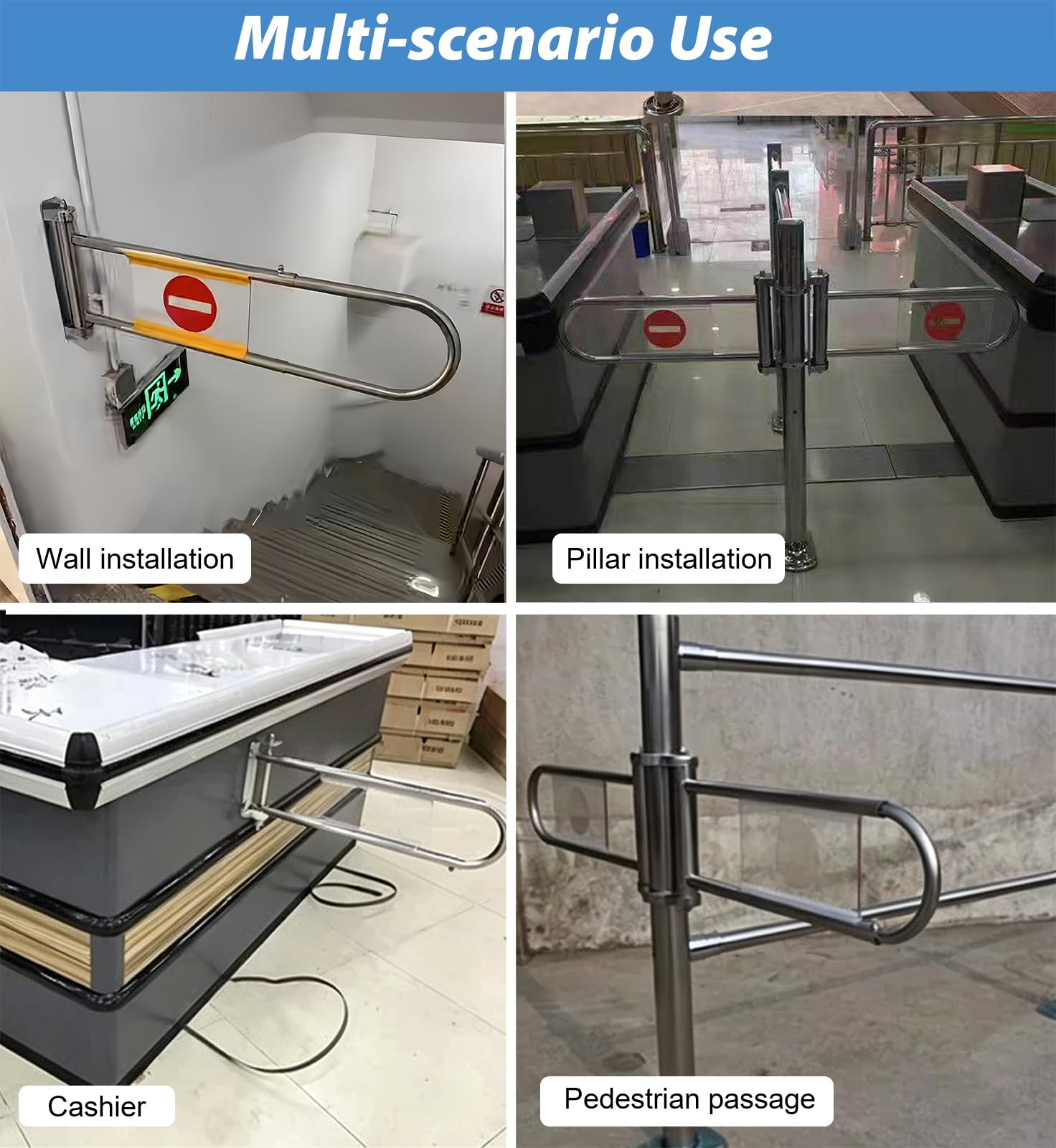 Puerta Batiente de Entrada Puerta de Entrada Unidireccional con Mecanismo de Muelle y Señalización, Puerta de Acceso Manual de Seguridad para Entrada a Comercios, Barrera de Seguridad