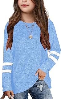 2023 Toddler Kids Girls Tunic Tops Crewneck Ultra Soft Striped Long Sleeve Comfortable Casual Pullover Sweatshirt for Children Girl Interrupted Shirt