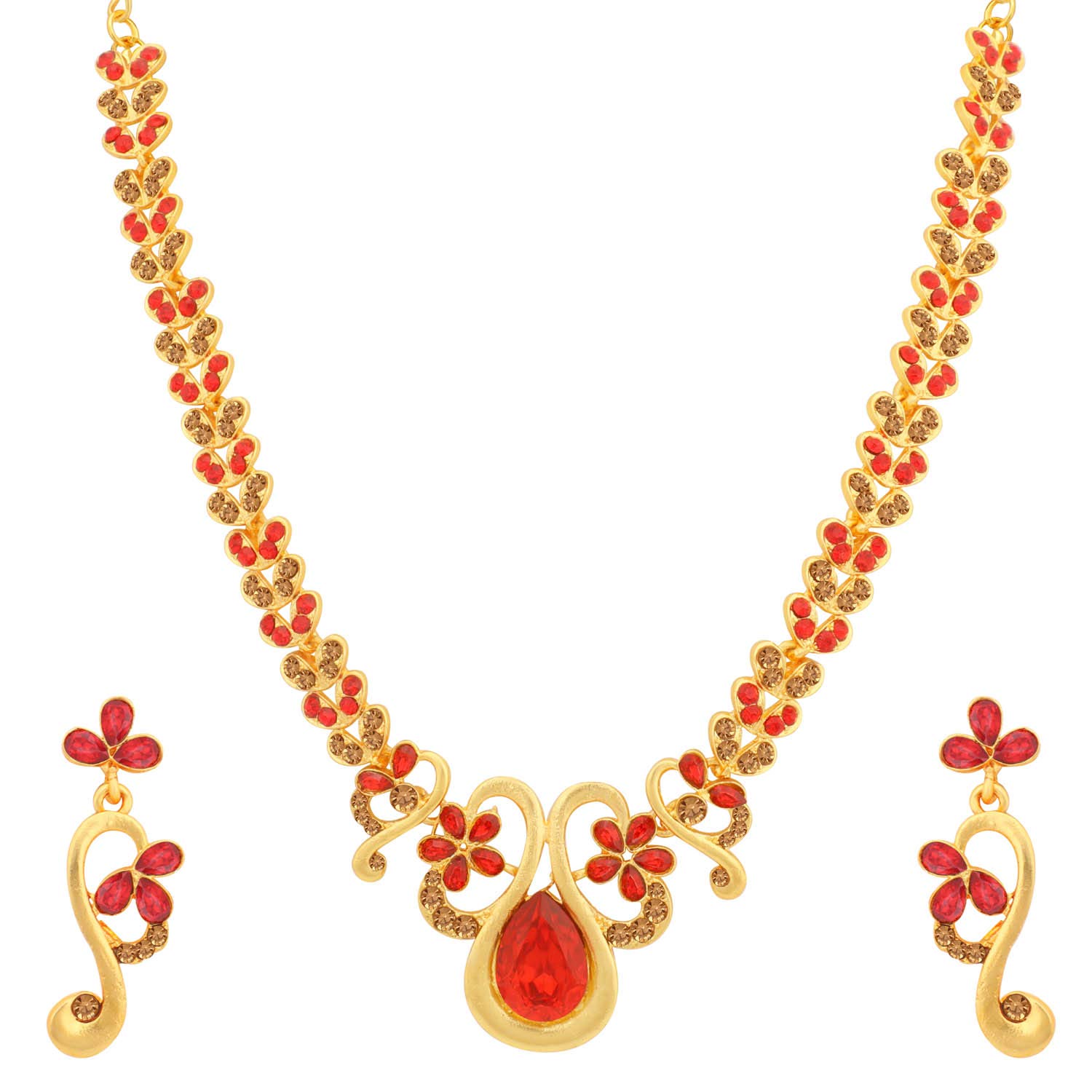 Sukkhi Glamorous LCT and Red Stone Gold Plated Floral Necklace Set for Women (N79731SK), Red & Brown, Free Size (B09BNVY36M) Amazon Price History, Amazon Price Tracker