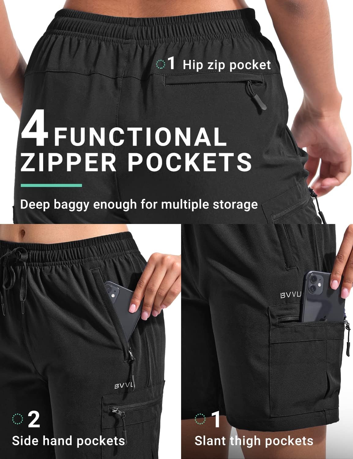 BVVU Women's Hiking Cargo Shorts Lightweight 7" Athletic Shorts for Women Quick Dry Casual Travel with Pockets - Image 2