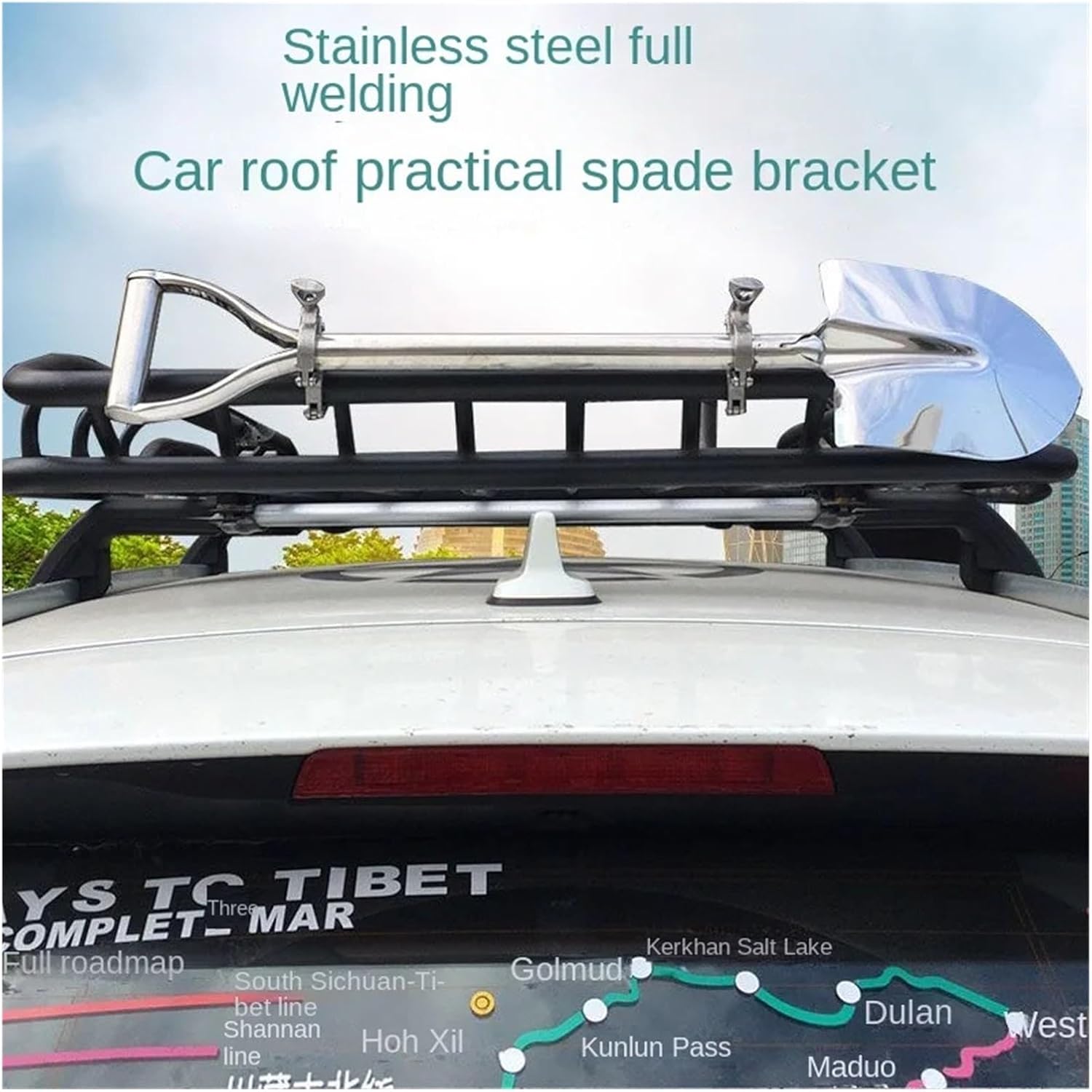Shovel Mount Bracket Holder for Car Roof Rack Cargo Basket Carrier Cargo Bar Stainless Steel Car Rack Accessories(Silver)