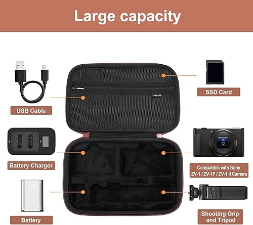 Miniatura 3 de MOSISO Funda para cámara compatible con cámara digital Sony ZV-1  ZV-1F  ZV-1 II Vlog y kit de accesorios para vlogger trípode, funda de transporte