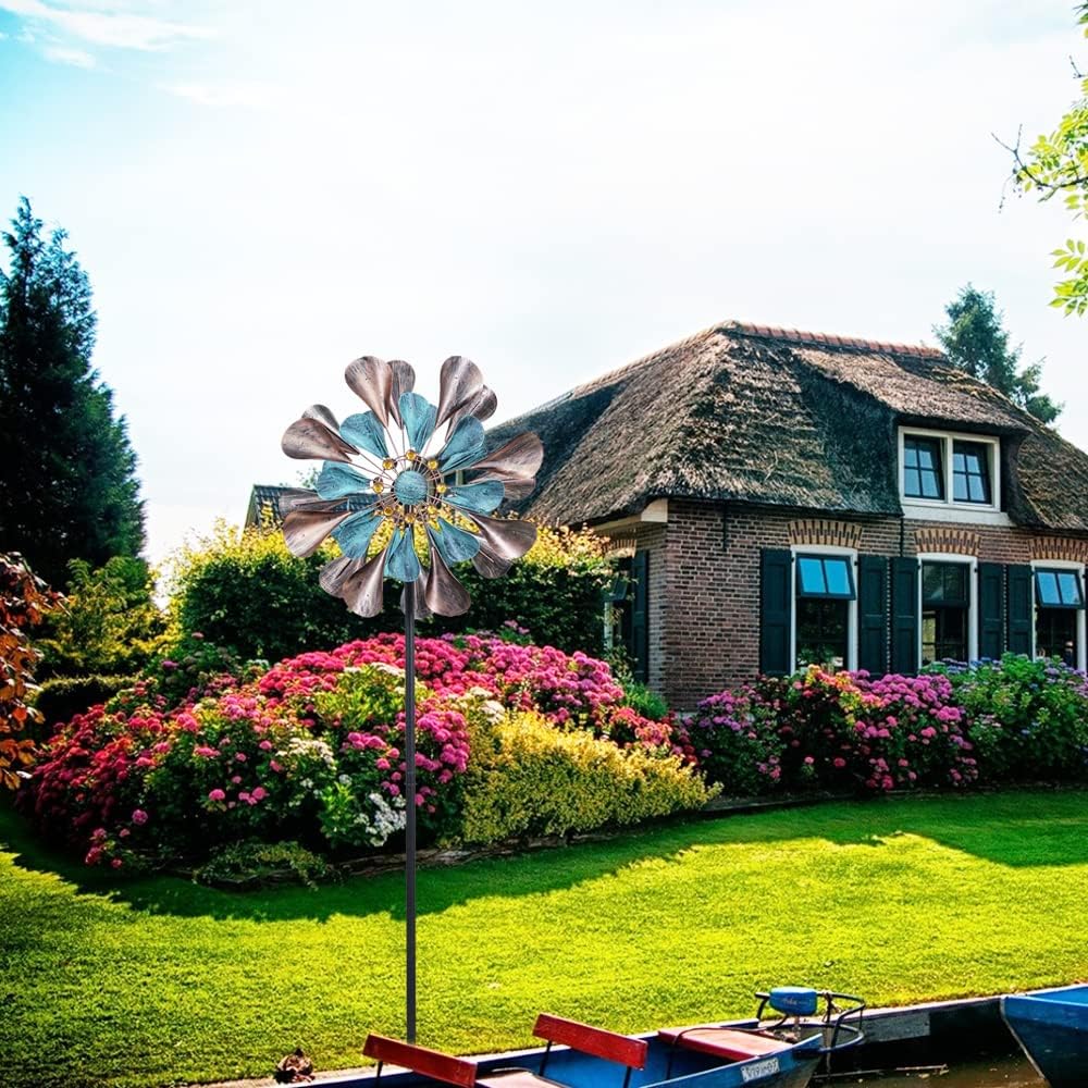 hourpark 360° Outdoor Wind Spinner 75" Height Large Two-Way Wind Sculpture with Metal Shake for Patio, Lawn, Garden & Yard Decor (YZ-C020-Retro)