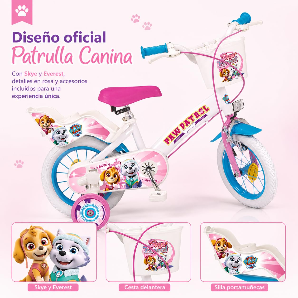 TOIMSA Bicicletta 12" Paw Patrol Skye e Everest