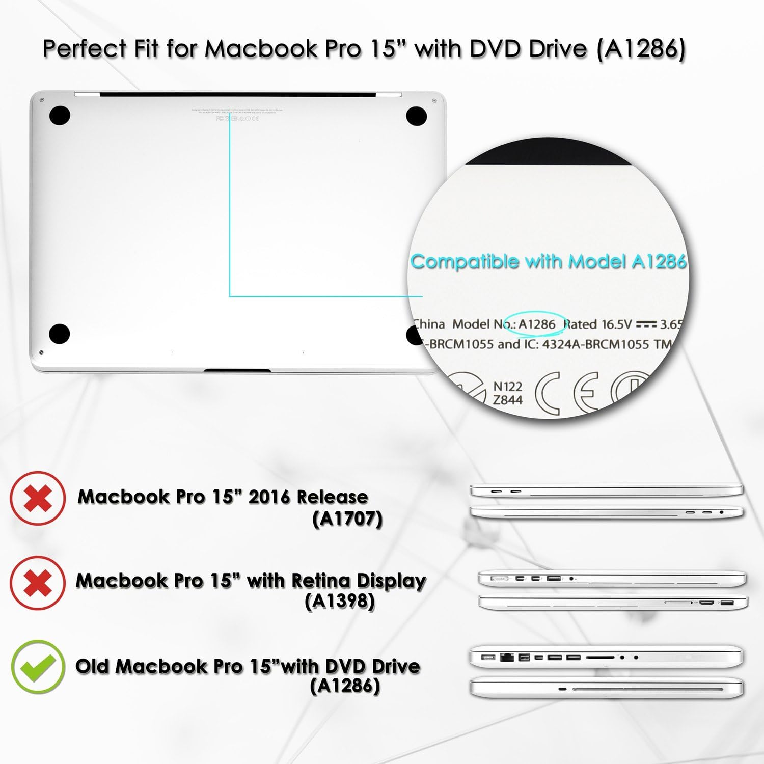 TOP CASE - 2 in 1 Signature Bundle Rubberized Hard Case and Keyboard Cover Compatible Old Generation MacBook Pro 15" with DVD Drive/CD-ROM Model: A1286 (Release 2008 - Mid 2012) - Aqua Blue