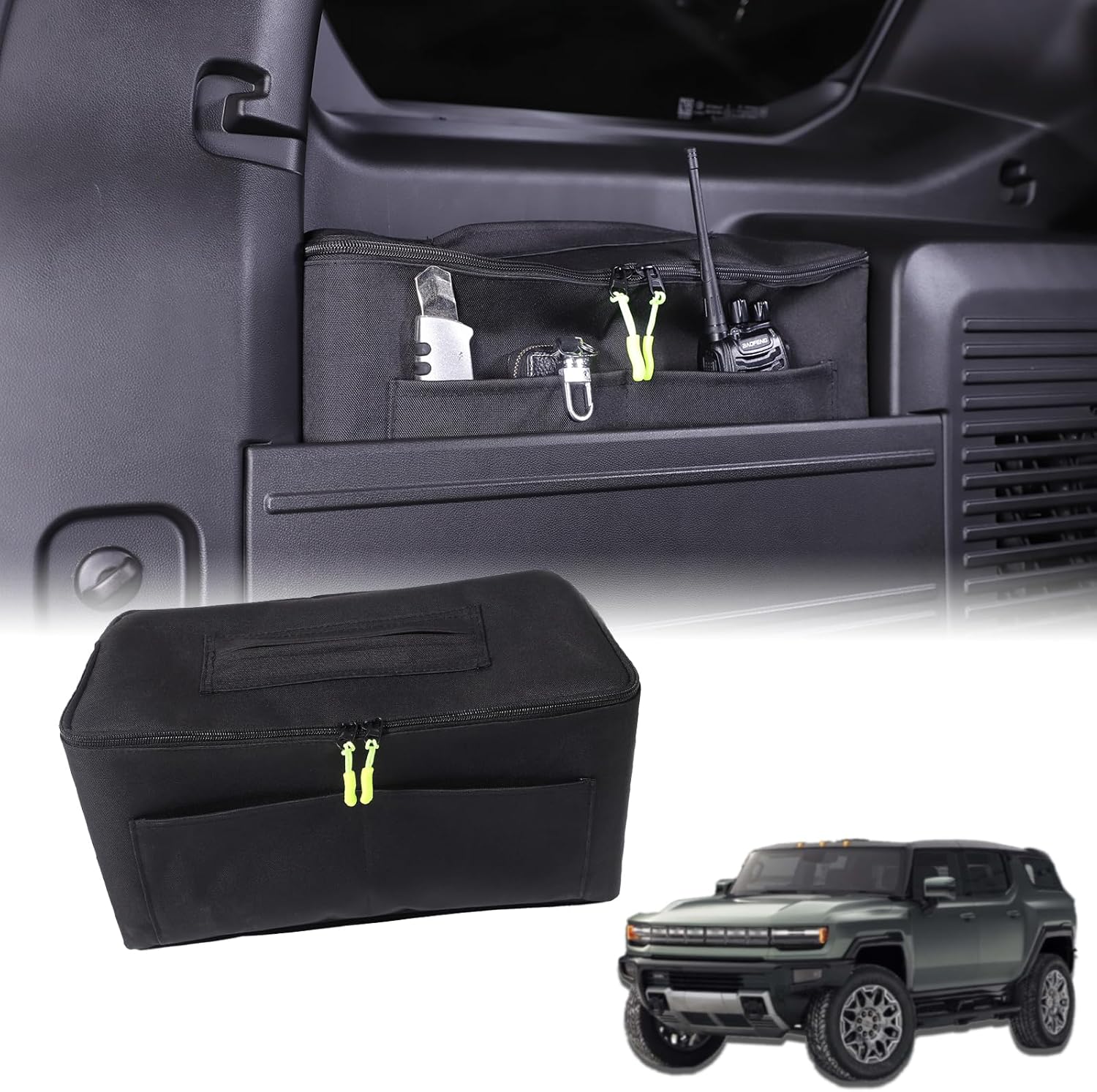 Car Trunk Organizer Storage Bag Compatible with Hummer EV SUV 2024 2025 2026 Trunk Side Window Organizer Bag Waterproof Large Capacity Foldable Multi-Function Rear Trunk Storage Bags (Trunk Left Bag)