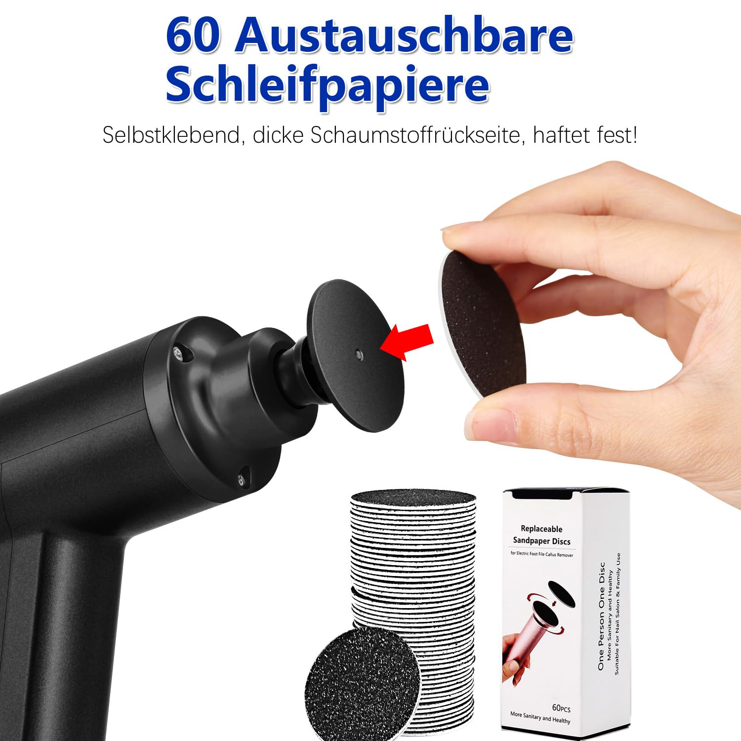 Elektrischer Hornhautentferner 4500rpm Einstellbare Geschwindigkeit Professionell Hornhautentferner Elektrisch Hornhaut Entfernen Pediküre Elektrische Fußfeile, Schwarz FCR-3