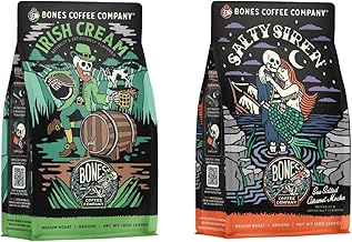 Bones Coffee Company Irish Cream Ground Coffee Beans 12 oz and Salty Siren Ground Coffee Beans 12 oz Bundle