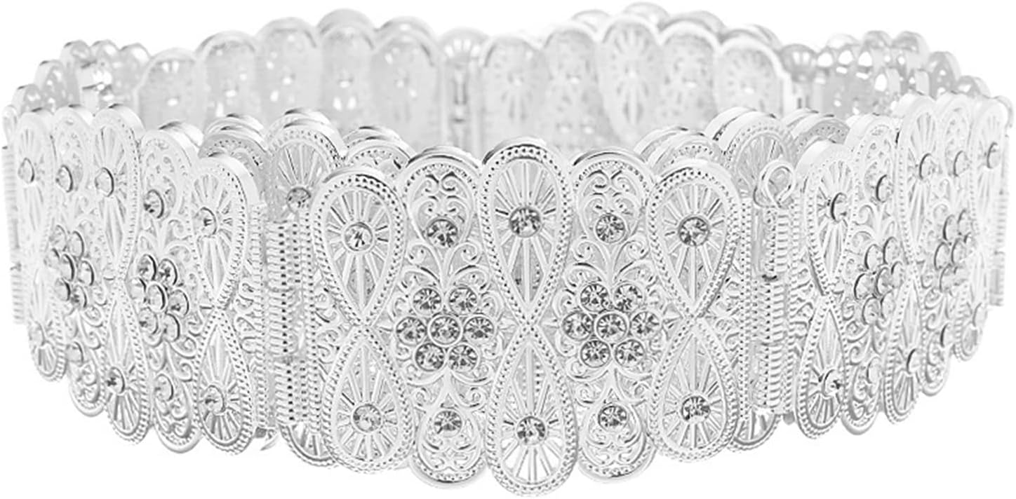 Women Wedding Dress Crystal Waist Chain Jewelry Decoration (Color : Silver, Size : 111cm)