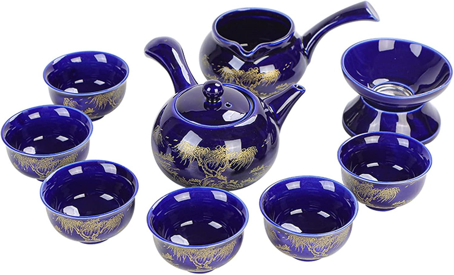 Chinese Ceramic Kung Fu Tea SetPorcelain Teapot SetTea Cup and Saucer Set,(6.7 OZ