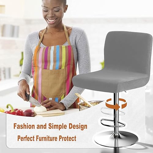 Miniatura 5 de Fundas de terciopelo para asiento de taburete de bar, fundas cuadradas para taburetes de bar, fundas para sillas de altura de mostrador (2, gris