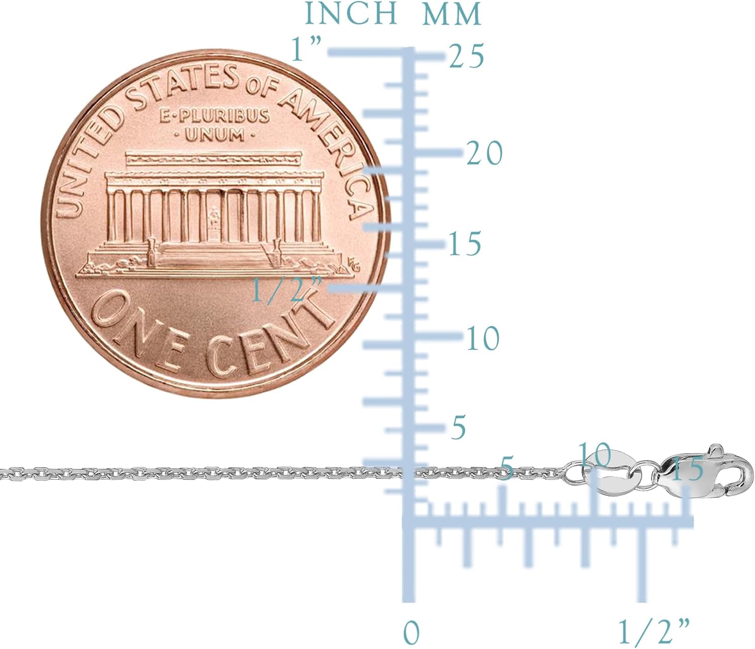 Jewelry Affairs 18k White Gold Cable Link Chain Necklace, 0.7mm - Image 2