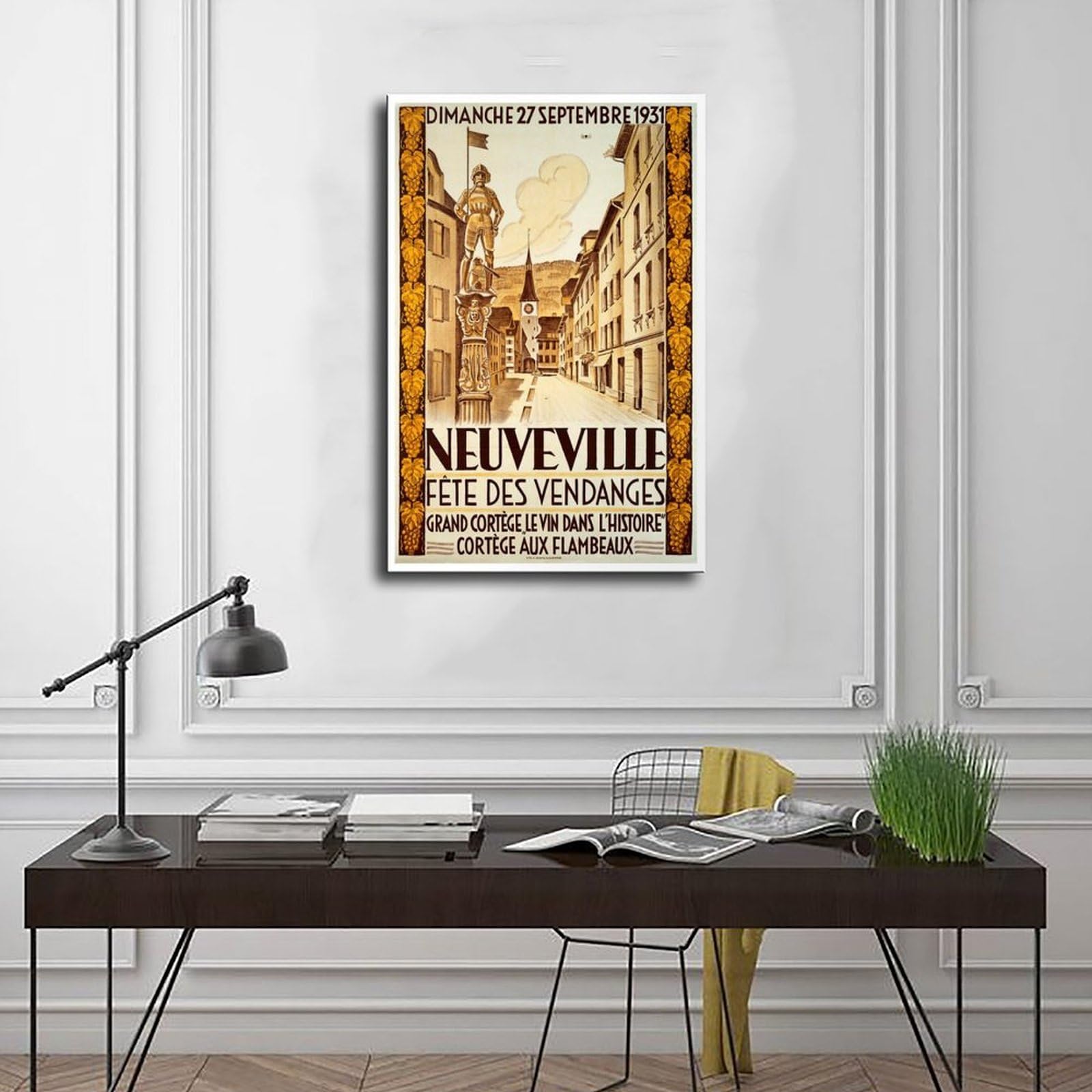 QIENAZIO Neuville Harvest Festival, poster vintage su tela, stampa artistica da parete, stampa artistica da parete, per soggiorno e camera da letto, 50 x 75 cm