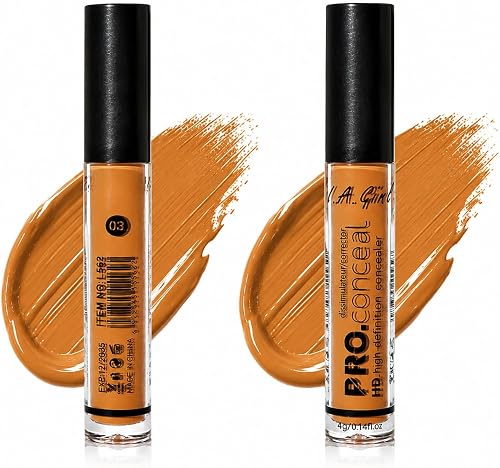 L.A. Ginl PRO.concealer HD Cosmetics Makeup, Shade 03, 4g, for Women | Light to Medium Skin Tone, Full Coverage Makeup, Liquid Formula, 4g / 0.14 fl oz, Colour Correcting