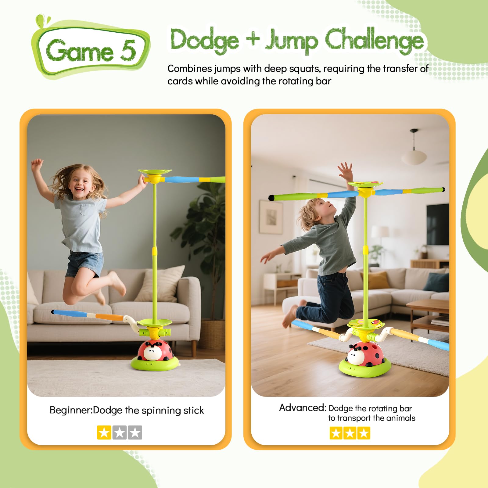 RoserRose 5 en 1 Juegos Exterior Niños, Cohete Juguete, Salto Musical, Juego de Lanzamiento, Esquivar y Saltar, Juguetes Jardin con Mando a Distancia, Juegos de Exterior para Niños 3 4 5 6 7 8 Años